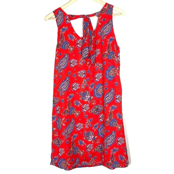 Paraphrase Paisley Red V Neck Sleeveless Dress Excellent Condition Size 2 - Picture 2 of 4